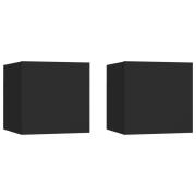 vidaXL Sängbord 2 st svart 30,5x30x30 cm konstruerat trä
