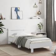 vidaXL Sängram med huvudgavel vit 90x200 cm konstruerat trä