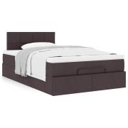vidaXL Ottoman säng med madrass mörkbrun 120x200 cm tyg