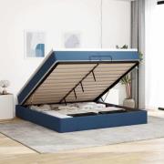 vidaXL Ottoman sängram med madrasser blå 200x200 cm tyg