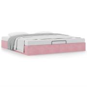 vidaXL Ottoman sängram utan madrass rosa 160x200 cm sammet