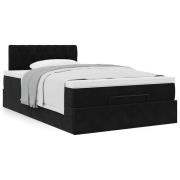 vidaXL Ottoman sängram med madrass svart 120x200 cm sammet