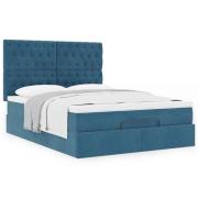 vidaXL Ottoman sängram med madrasser mörkblå 140x190 cm sammet