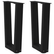 vidaXL Matbordsben V-formade 2 st svart 38x(42-43,3) cm stål