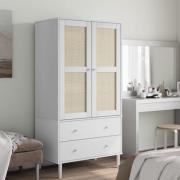 vidaXL Garderob SENJA rottinglook vit 90x55x175 cm massiv furu