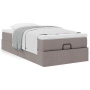 vidaXL Ottoman sängram med madrass taupe 100x200 cm tyg