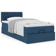 vidaXL Ottoman säng med madrass blå 100x200 cm tyg