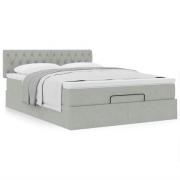 vidaXL Ottoman sängram med madrass ljusgrå 140x190 cm sammet