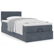 vidaXL Ottoman sängram med madrass mörkgrå 100x200 cm sammet