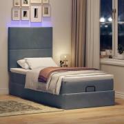 vidaXL Ottoman sängram med madrasser mörkgrå 100x200 cm sammet