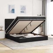 vidaXL Ottoman sängram med madrasser svart 200x200 cm tyg