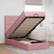 vidaXL Ottoman sängram med madrasser rosa 100x200 cm sammet