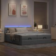 vidaXL Ottoman sängram med madrasser ljusgrå 200x200 cm tyg