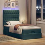 vidaXL Ottoman sängram med madrasser mörkgrön 100x200 cm sammet