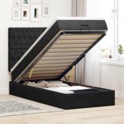 vidaXL Ottoman sängram med madrasser svart 90x200 cm sammet
