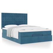 vidaXL Ottoman sängram med madrasser mörkblå 140x190 cm sammet