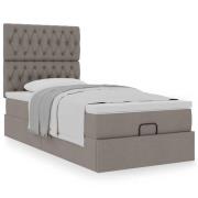 vidaXL Ottoman säng med madrass taupe 100x200 cm tyg