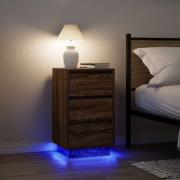 vidaXL Sängbord med LED-lampor brun ek 38x34x65 cm