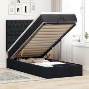 vidaXL Ottoman sängram med madrass svart 90x190 cm tyg