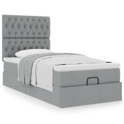 vidaXL Ottoman säng med madrass ljusgrå 100x200 cm tyg
