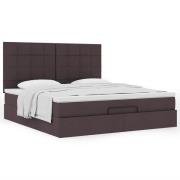 vidaXL Ottoman sängram med madrass mörkbrun 180x200 cm tyg