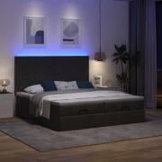 vidaXL Ottoman sängram med madrasser svart 200x200 cm tyg