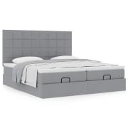 vidaXL Ottoman sängram med madrasser ljusgrå 200x200 cm tyg