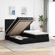 vidaXL Ottoman sängram med madrasser svart 200x200 cm tyg
