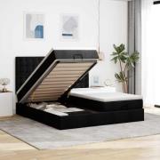 vidaXL Ottoman sängram med madrasser svart 200x200 cm tyg