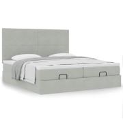 vidaXL Ottoman sängram med madrasser ljusgrå 180x200 cm sammet