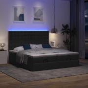 vidaXL Ottoman sängram med madrasser svart 180x200 cm tyg