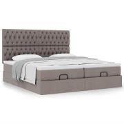 vidaXL Ottoman sängram med madrasser taupe 200x200 cm tyg