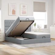 vidaXL Ottoman sängram med madrasser ljusgrå 180x200 cm tyg