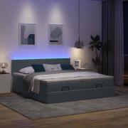 vidaXL Ottoman sängram med madrasser mörkgrå 200x200 cm sammet