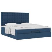 vidaXL Ottoman sängram med madrasser blå 200x200 cm tyg
