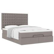 vidaXL Ottoman sängram med madrass taupe 140x200 cm tyg