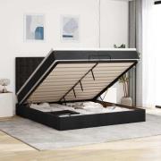 vidaXL Ottoman sängram med madrasser svart 200x200 cm tyg