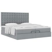 vidaXL Ottoman sängram med madrasser ljusgrå 200x200 cm tyg