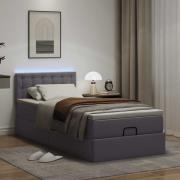 vidaXL Ottoman sängram med madrass grå 100x200 cm konstläder
