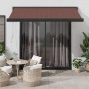 vidaXL Markis automatiskt infällbar brun 350x250 cm