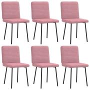vidaXL Matstolar 6 st rosa sammet