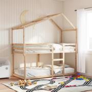 vidaXL Våningssäng utan madrass 90x190 cm massiv furu