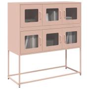 vidaXL Sidoskåp rosa 100,5x39x107 cm kallvalsat stål