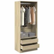 vidaXL Garderob sonoma-ek 80x50x200 cm konstruerat trä