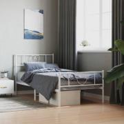 vidaXL Sängram med huvudgavel och fotgavel vit metall 80x200 cm