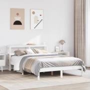 vidaXL Sängram utan madrass vit 135x190 cm massiv furu