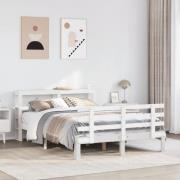 vidaXL Sängram med huvudgavel utan madrass vit 140x200 cm