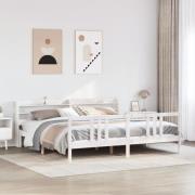 vidaXL Sängram med huvudgavel utan madrass vit 200x200 cm
