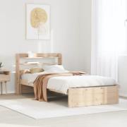 vidaXL Sängram med huvudgavel 90x200 cm massiv furu