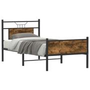 vidaXL Sängram utan madrass rökfärgad ek 75x190 cm konstruerad trä